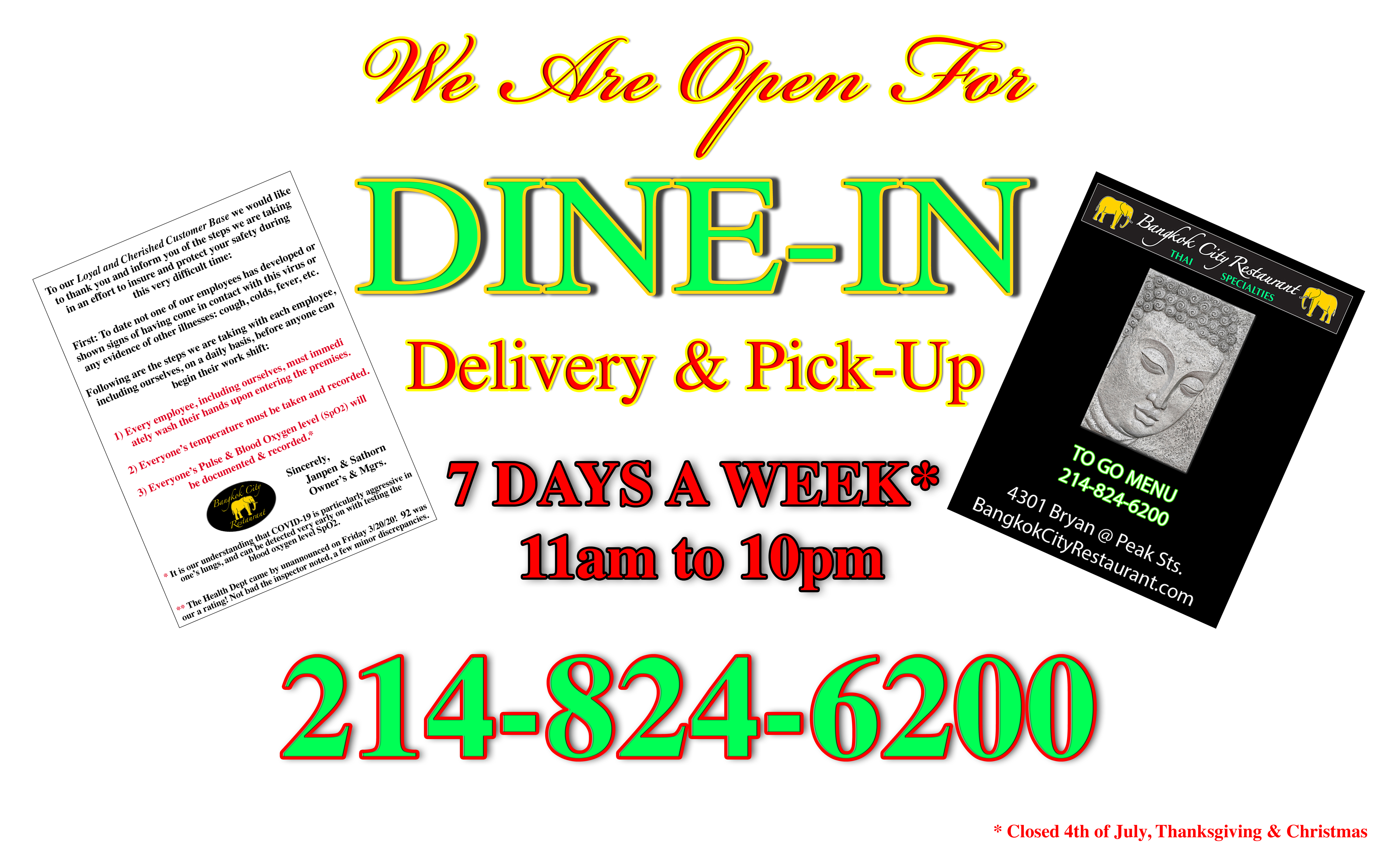 We are Open | Dine-in